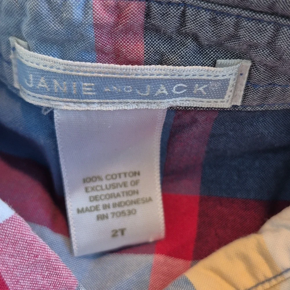 Janie and Jack boys 2T short sleeve plaid button up shirt VGUC - Picture 2 of 5